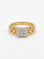 Diamond Cluster Ring with Chain-Link